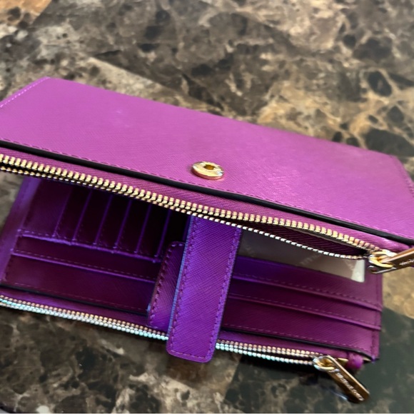 Michael Kors Vibrant Purple Double Zip Wristlet Clutch - Picture 3 of 5